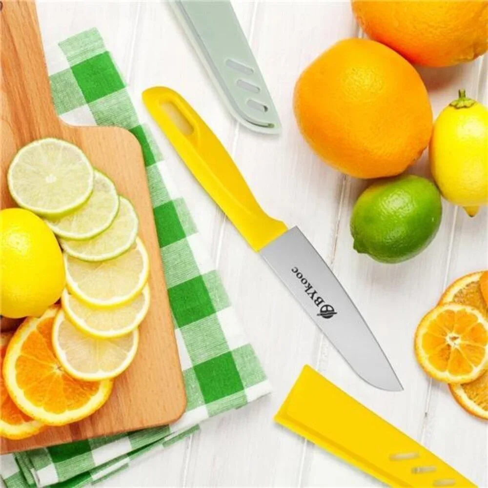 4-Pack Colorful Kitchen Paring Knives With Matching Sheathes German Steel